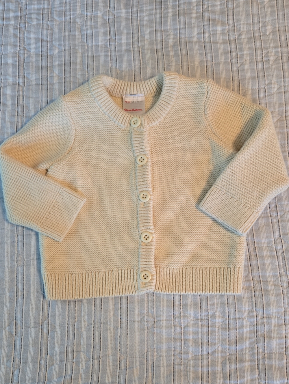 Hanna Andersson Cream Knit Baby Cardigan